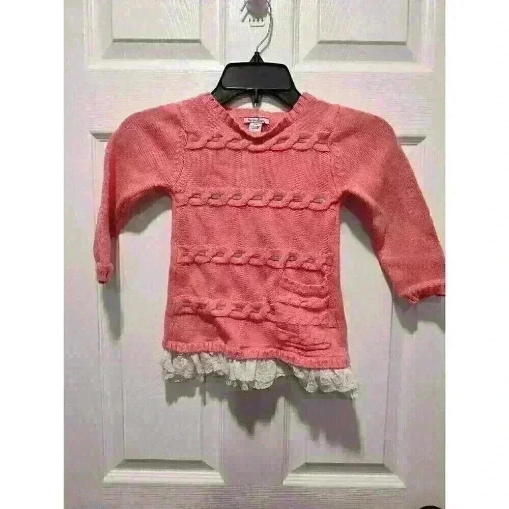 Hartstrings Pink Blue & Girl’s Pullover Sweater Ruffled Edge Sz 5/6